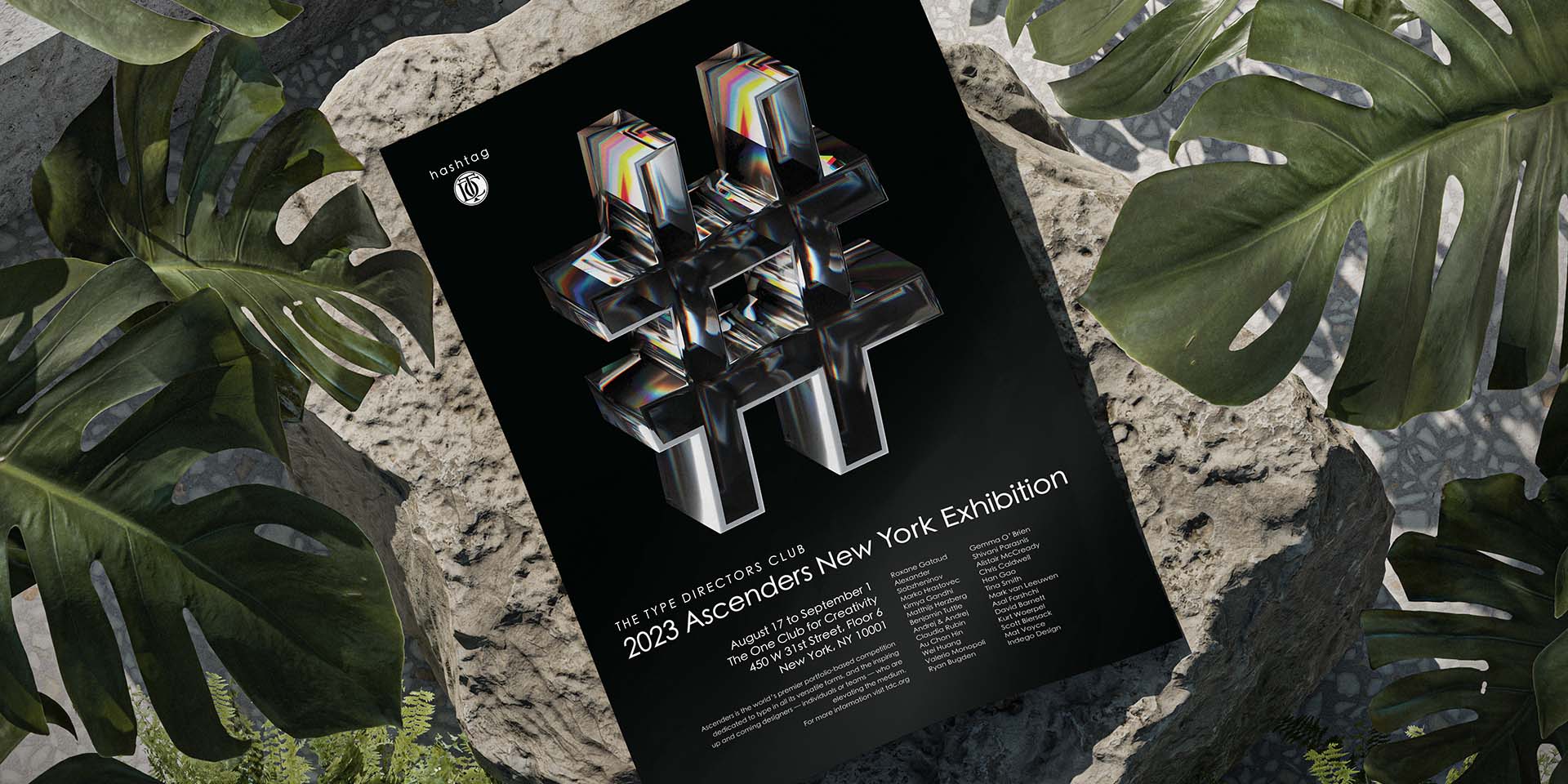 Image of a poster design with a glass hashtag symbol.